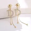 Designer Jewelry Dangle Sier Needle Micro-zircon Earrings Snake Bone Chain Tassel Earring D Words