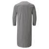 Vêtements de nuit pour hommes Hommes Chemise de nuit Couleur unie Lâche Saoudien Arabe Manches longues Chemise de nuit Kaftan Dubaï Robe avec poches Sommeil Tops Homewear