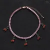 Anklets 1 rad CZ Stone Tennis Cherry Anklet Trendy Jewelry for Women Bling Iced Out Cubic Zirconia Beach Foot Chain Armband