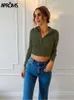 Damestruien Schorten Elegante hoge hals Gebreide trui met ritssluiting Dames Effen Basic Cropped Pullover Winter Lente Mode Kleding Top 220909