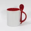 Magazzino statunitense sublimazione da 11 once Inserisci cucchiaio tazze in ceramica tazze da caffè Tazza perlescente con tazze con manico bianco