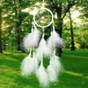 Decorações de interiores White Dream Catcher Net com penas de parede artesanal Ornamento de carro artesanato decoração de decoração de decoração de decoração sinos de vento