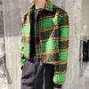 Men's Wool Blends IEFB men's autumn winter Woolen Plaid short jacket vintage fashion Lapel zipped coat long sleeve colorblocked clothing 220909