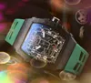 Populaire heren digitale nummer wijzerplaat Watch Stopwatch 43 mm houten korrel vezels rubberen riem trend buiten chronograaf kwarts batterij maanwatch polshorloge