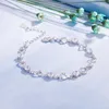 Bracelets de charme Argent Creux Coeur Bleu Rose CZ Bracelet Romantique Amour Zircon Chaîne Pour Femmes Filles Femme Anniversaire Bijoux