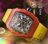 Premium Digital Number Dial Men Watches 43mm Wood Grain Fibre Case Japan Quartz Movement Iced Out Rubber Belt exquisite Goods Sports Dweller Wristwatch