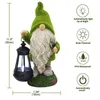 Figurines décoratives floquées décorations de nain de jardin avec des lumières solaires lanterne de dessin animé en résine lampes d'ornement artisanat d'art pour la maison