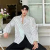 Männer Casual Hemden Luxus Langarm Männer Hemd Original Plaid Stickerei Squins Persönlichkeit Bluse Lose Koreanischen Stil Bühne Kleidung