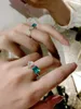 Ins Simple Fashion Jewelry Wedding Rings 925 Sterling Silver Water Drop Emerald CZ Diamond Gemstones Party Eternity Women Open Adjusable Ring Gfit