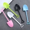 Disposable Ice Cream Spoon 100 Pcs/lot Shovel Shaped Scoop Black White Small Thicken Scoops Plastic Dessert Cake Spoons TH0027