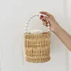 Evening Bags Round Straw Bucket Bag Vintage Handmade Woven Circle Rattan Shoulder 2022 Women Summer Messenger Vacation Casual