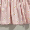 Robes de princesse pour petites filles, à volants, manches longues, bandeau avec nœud imprimé marguerite, vêtements d'automne et de printemps pour enfants