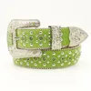 Custom Bling Crystal Studded Diamond Waistband Cowboy Removable Buckle Green Rhinestone Belts