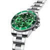 Montre-bracelettes ik coloriage argenté verts hommes mécaniciens watch 3 cadran calendrier acier band affaires gentleman horloge automatique montre