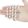 Hänge halsband jungfru mary cross halsband bön katolsk radband för kvinnor religiösa smycken simulerade pärlor pärlor