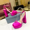 Platform heels Sandals womens Designers shoes Fashion Satin Patent Leather Triangle buckle decoration 13cm high heeled shoes 35-42 with box Rome Designer Sandal