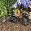 Decoraciones de jardín Decoración Dragón Dragón Estatua de resina Fantasía Esculturas de animales Adornos para Patio Front Lawn