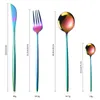 Fashion Colorful Cutlery Set Stainless Steel Dinnerware Sets 24 Pcs Tableware Dinner Steak Knife Dining Fork Spoon