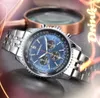 trois yeux grand minuteur chronomètre montre-bracelet 45mm mode populaire montres pour hommes Sports Japen VK Quartz Chronographe Heure Fand Affichage cadeaux pour hommes montre-bracelet