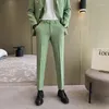 Męskie garnitury Men Business Casual Stretch Tkanina zielony garnitur Męski Korean Office Fashion Vintage Streetwear Slim Fit Pants