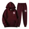 Men's Tracksuits 2022 Fashion Couple Sportwear Set NY Printed Hooded Suits Men Women 2Piece Hoodie And Sweatpants S-3XL