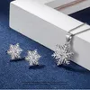 Pendant Necklaces Luxury Silver Color Snowflake Women Necklace Fashion High Quality Crystal Zircon Long Chain Trendy Jewelry