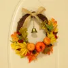 Decorative Flowers Welcome Wreath Decor Door Hanging Garland Ornament Simulation Leaf Pumpkin Berry Maple Bell Artificial Plant Party