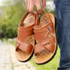 Sandals Summer Big Size Men's British Fashion Genuine Leather Beach Shoes Mens Casual Massage Non-slip Large Slippers Flats