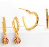 Brincos de jóias Zirconia cúbica Coração de cor de ouro Cz clipes de orelha de cristal sem brincos perfurados para mulheres jóias A354h