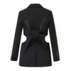 Женские костюмы дизайнерские модные весенние осенние женщины Black Blazer Hollon