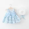 女の子のドレス2pcs/set babhigher summer Sundler Sundress Children Closes Beach Dress Kid Costumes with Hat 3 6 9 12 18m