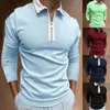 Men's Polos Men's Fashion Casual Shirts Men Long Sleeve Turn-down Collar Zipper Design Tops 2022 Harajuku Streetwear Camisas De Hombre