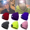 Berets 6 LED Light Hat Button Battery Hands Free Beanies Knit Keep Warm In Winter For Climbing Fishing Outdoor