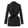 Женские костюмы дизайнерские модные весенние осенние женщины Black Blazer Hollon