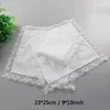 25cm White Lace Thin Handkerchief 100% Cotton Towel Woman Wedding Gift Party Decoration Cloth Napkin DIY Plain Blank Handkerchief TH0018