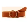 Belts Leather Belt Women's Thread Circle Buckle Brown Jeans Waistband Student Decorative Casual Tighten All-Match Ladies