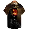 Chemises décontractées pour hommes Matériau respirant Street Hip Hop Style Halloween Manches courtes Mode Revers Cardigan à simple boutonnage Tops