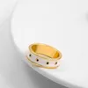 Anillos de racimo, anillo de esmalte colorido redondo ancho coreano de moda para mujeres, joyería de pareja apilable de Metal de Color de empalme de aceite de goteo