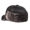 Berets Winter Old Man Warm Hat Men Plush Matchwork Gruba matowa głowa Dome Black Grey Fashion Sewing Street Mężczyzna 2022