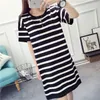 Women's Sweaters Long Sweater Casual Pring Summer Short-sleeve Round Collar Stripe Loose Selling Women Sweter Vestiods LXJ719