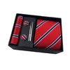 Exsafa Men's Business Tie HHB Stripe Square Square Scarf Tie Clip Cufflinksギフトボックススーツのネクタイのネクタイの長さ148cm幅8cmサポートOEM ODM