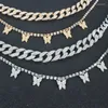 Pendant Necklaces Butterfly Necklace Set Jewelry For Women Gold Silver Shiny Crystal Exaggerate Punk Big Double Party