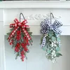 Decorative Flowers Wall Decor Door Plaid Bow Garland Window Wreath Christmas Pendant Hanging Decorations Front Wedding Party Home G3