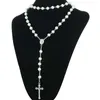 Pendant Necklaces Virgin Mary Cross Necklace Prayer Catholic Rosary For Women Religious Jewelry Simulated Pearl Beaded