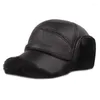 Berets Winter Old Man Warm Hat Men Plush Matchwork Gruba matowa głowa Dome Black Grey Fashion Sewing Street Mężczyzna 2022