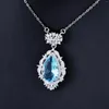 Hanger kettingen trendy voor vrouwen zilveren kleur sieraden water drop -vormige aquamarine nek ornament verloving groothandel