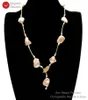 Naszyjniki wiszące qingmos moda morska skorupa perła długi naszyjnik dla kobiet z 15 20 mm barokową różową biżuterią 28 ''