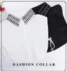 Papillon Moda Donna Perline fatte a mano Colletti falsi Camicia staccabile regolabile Camicetta Top Colletto per abito maglione Falso bianco