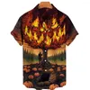 Camisas casuais masculinas Material respirável Rua masculina estilo hip hop halloween manga curta moda lapela de peito de peito único Cardigan Tops