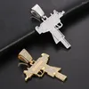 Pendant Necklaces Mens Hip Hop Jewelry Iced Out Bling Submachine Gun Miami Gold Chain Cubana Charm Choker